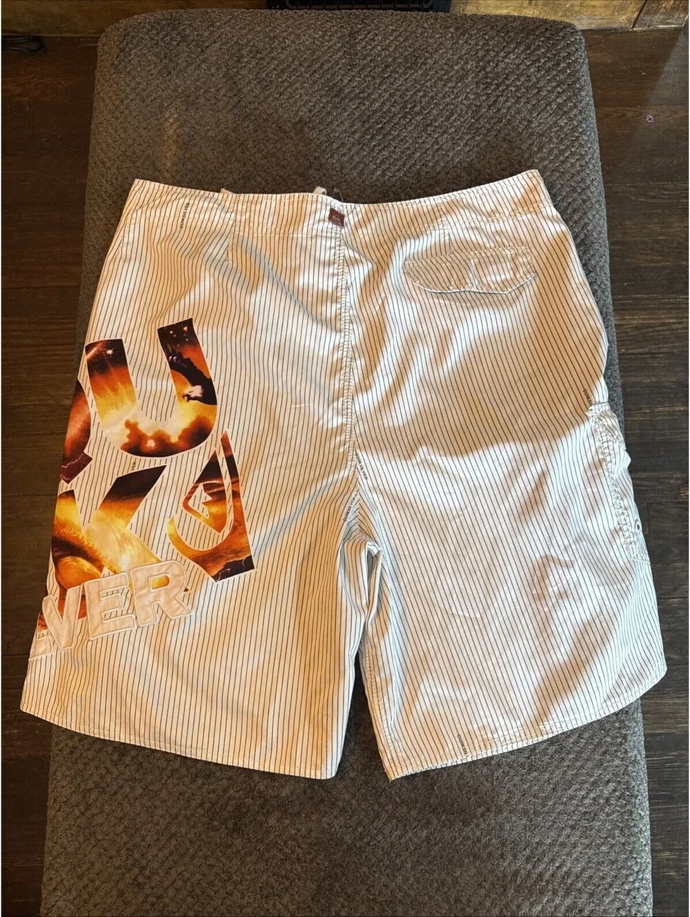 Y2K Vintage Quicksilver Board Shorts Cargo Camo Mens 40 Surfing Swim Embroidered
